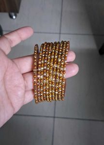 Pink And Golden Glass Bangles (32 Bangle)