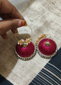 Vibrant Pink Silk Tassel Earrings