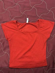 Red Square Neck Crop Top