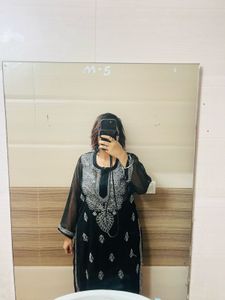 Chiffon Chikenkari Work Kurta