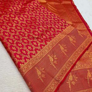 Red &amp; Gold Brocade Saree