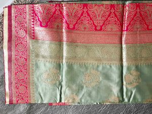 Pista and Pink Exquisite Silk Saree with Zari Work