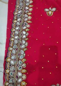 Stunning Embroidered Pink Saree
