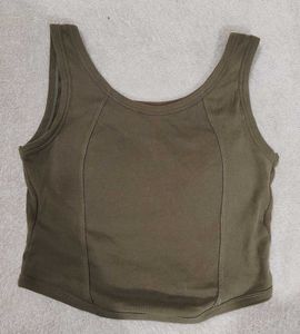 Olive Green Cropped Tank Top