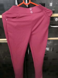 Maroon High-Waist Pants