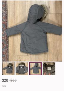 Boy's Grey Fur Hooded Winter Jacket