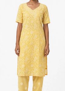 Beautiful Yellow Embroidered Kurta