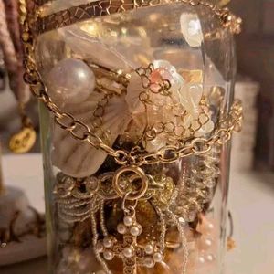 Assorted Gold Jewelry Jar