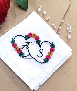 Hand Embroidered Monogram Handkerchief