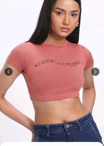 glitchez Typography Print CropSlim Fit T-shirt