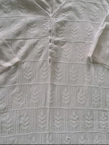 White Chikankari Kurta with Magenta Pant