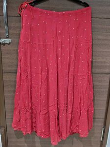 Black Kurta Set with Red Skirt