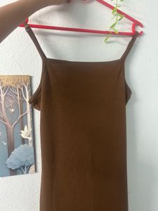 Chic Brown Spaghetti Strap Maxi Dress