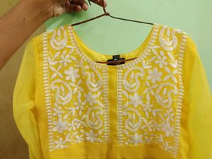 Yellow Embroidered Kurti/Top