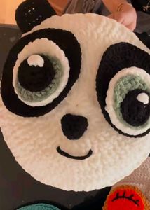 Handmade Crochet Panda Face Cushion 🐼