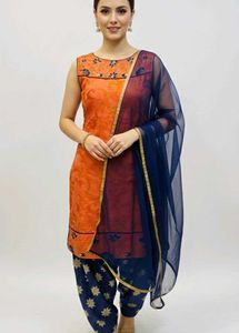 Orange & Blue Salwar Suit