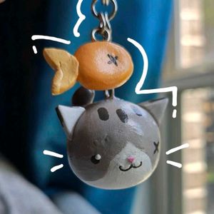 Kitty &amp; Fish Keychain