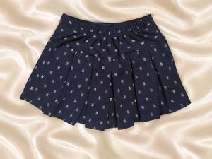 Cute Navy Star Print Pleated Skirt