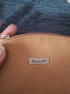 seractil Tan leather mini pouch