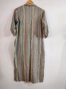 Women Grey Stripes Kurti