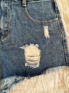 Denim ribbed shorts