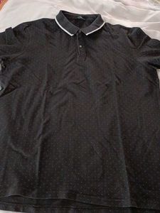 Men's Black Polo Shirt with White Collar