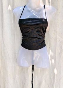 39209. Chic Ruched Black Cami Top