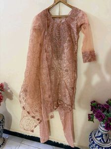 Peach Embroidered Kurta Set