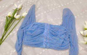 Pretty Little Thing Baby Blue Crop Top