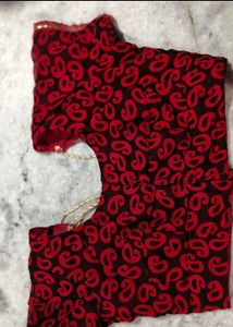 Beautiful Red &amp; Black Floral Saree