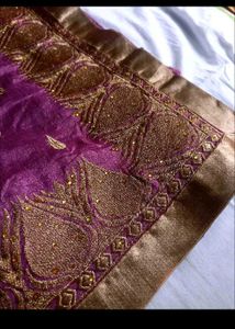 Elegant Pink Embroidered SILK Saree