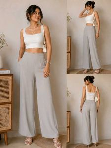 Chic Grey Wide-Leg Pants