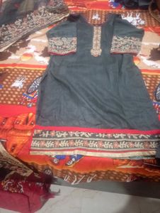Elegant grey Kurta Set with Dupatta