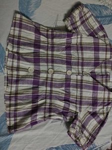 Plaid Button-Up Crop Top size : s-m