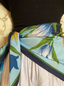 Vibrant Floral Print Silk Scarf