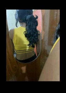 Yellow "Long Beach" Graphic crop Top