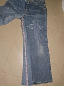 Cross Patch Wide Leg Jeans handmade