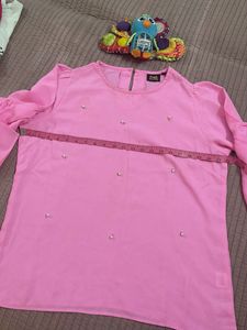 Cute Pink Pearl Embellished Top