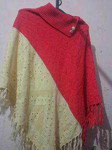 Chic Two-Tone Poncho with Tassels