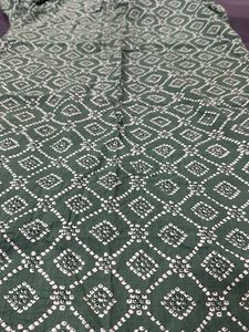 Green Bandhani Print Kurta with Embellished Neckli