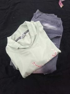Stylish Light Green Graphic T-Shirt & Jeans