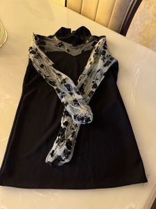 Elegant Black sexy top with net print sleeves