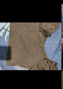 Chic Brown Puff Sleeve Top