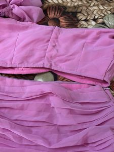 Pink Ruched Off-Shoulder Top &amp; Skirt Set