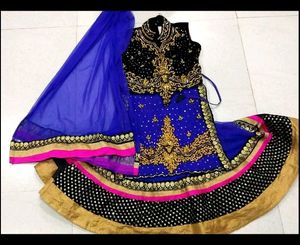 Embroidered Blue Lehenga Choli with Dupatta