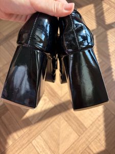 Black Patent Platform Mary Janes heel .
