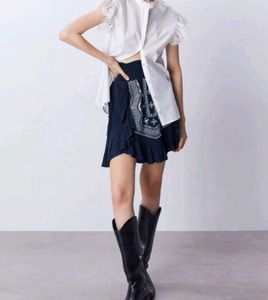 Bohemian Embroidered Mini Skirt