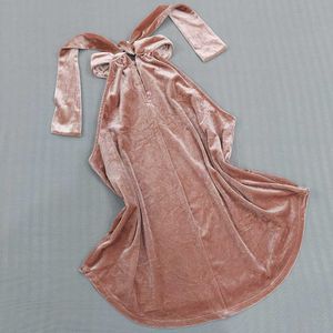 Peach Velvet Halter Neck Top