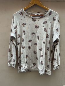 Cute Hedgehog Print Long Sleeve Top