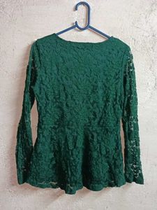 Elegant Lace Peplum Top Layered Green 💚